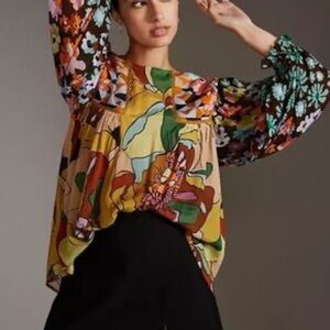 N09. Anthropologie  Blank London Floral Multicolor Sheer Women's Top